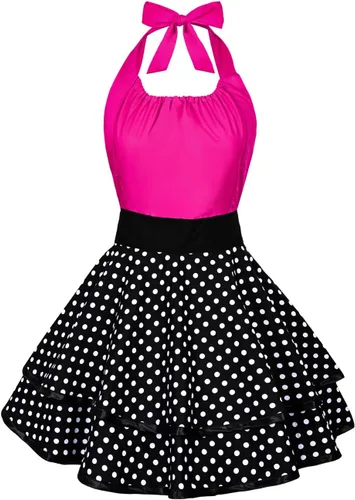Vista 12 de Violet Mist - Lindos delantales vintage para mujeres con lunares negros, delantales retro para niñas, delantal de criada francesa, delantal sexy