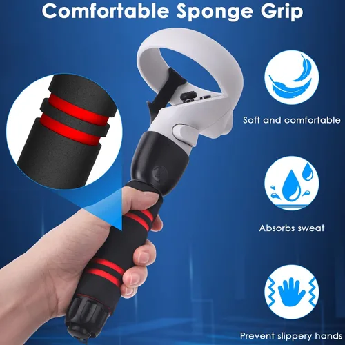 Vista 3 de YOGES VR Game Handle Accessories Compatible with Oculus Quest 2 Controllers Dual Handles Extension Grips Compatible with Meta Quest 2 Accessories
