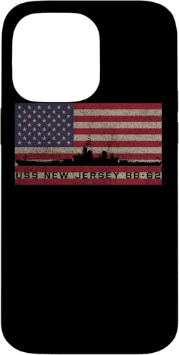 Vista 19 de Funda para iPhone 12 Pro Max USS New Jersey BB-62 WW2 de la bandera estadounidense de EE.UU.