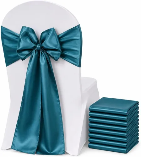 Vista 21 de Bandas de satén para silla, elegantes de alta calidad, 6 x 108 pulgadas, perfectas para bodas, fiestas y eventos