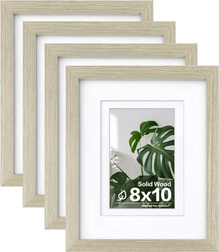 Vista 20 de Egofine - Juego de 4 portarretratos A4 de madera maciza y cubierta de plexiglás de 4 x 6/6 x 8 pulgadas con paspartú o A4 sin paspartú, para mesa