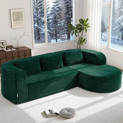 Vista 21 de Hobestluk - Sofá modular sin hueso, sofá seccional en forma de L 96" Right Facing Chaise Black,Memory Foam,Removable Cover,Non-slip Bottom,No