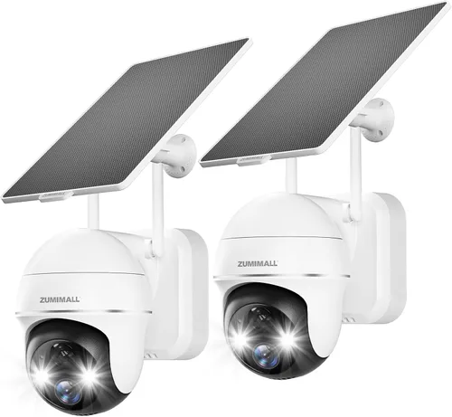 Vista 9 de Cámaras de seguridad ZUMIMALL inalámbricas para exteriores - 2 paquetes, cámara inalámbrica para exteriores con vista de 360°, alimentación solar