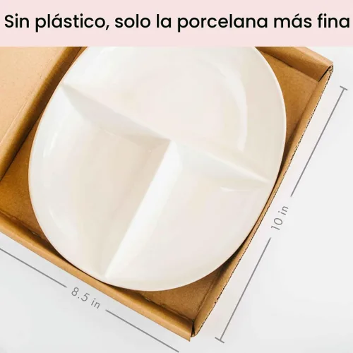 Vista 6 de Uba Placa de control de porciones (PORCELANA) para adultos para una dieta saludable