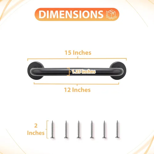 Vista 2 de Mango de ducha de 12 pulgadas con agarre suave Barras de agarre de acero inoxidable 304 para bañeras y duchas Pasamanos estándar ADA de bronce