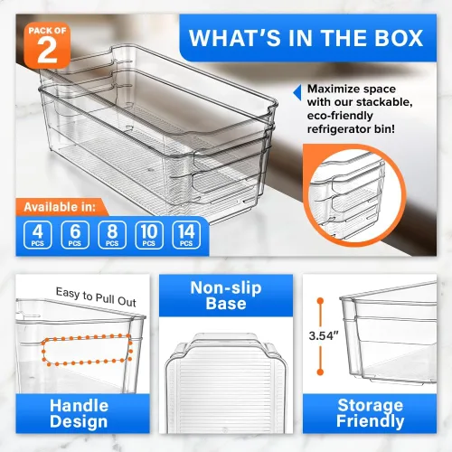 Vista 3 de Lifemaster Organizadores de despensa y contenedores de almacenamiento – Contenedores transparentes apilables para cocina y congelador, organizador