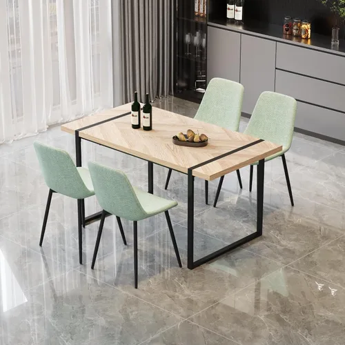 Vista 37 de Juego de mesa de comedor moderno para 4, juego de mesa y sillas de cocina de madera, juego de mesa de comedor de 5 piezas con 1 mesa de MDF y 4