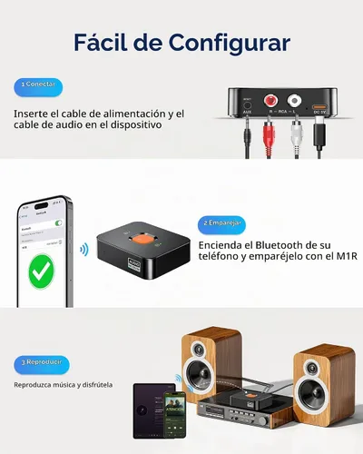 Vista 7 de Adaptador Bluetooth 6.0 a RCA para receptor estéreo, receptor Bluetooth de baja latencia de largo alcance para el hogar, adaptador de audio