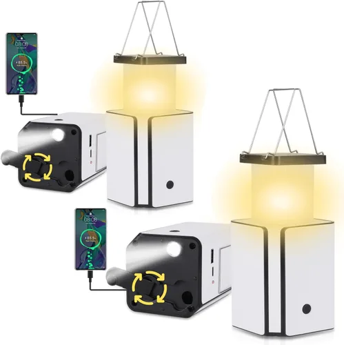 Vista 11 de Linterna solar LED recargable de emergencia, recargable solar blanca, tipo C recargable, generación de energía de manivela de luces de emergencia