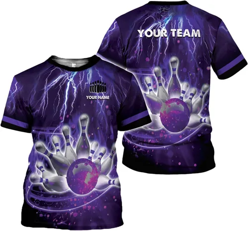Vista 5 de Paniprints - Camisas de bolos con nombre personalizado para hombres y mujeres 3D, camisas de bolos para equipo de bolos, camisas de bolos de regalo