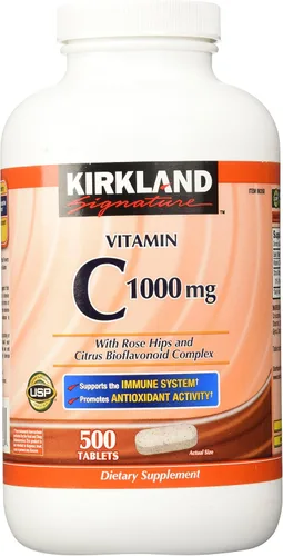 Vista 3 de Kirkland Vitamina C con escaramujos y complejo bioflavonoide cítrico (1000 mg), 3 frascos (500 comprimidos de cuenta)