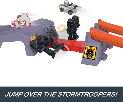 Vista 4 de Hot Wheels Star Wars RacerVerse - Juego de pistas de autos de juguete y 2 corredores fundidos a presión, Grogu's Great Race, U44Inspirado en Star
