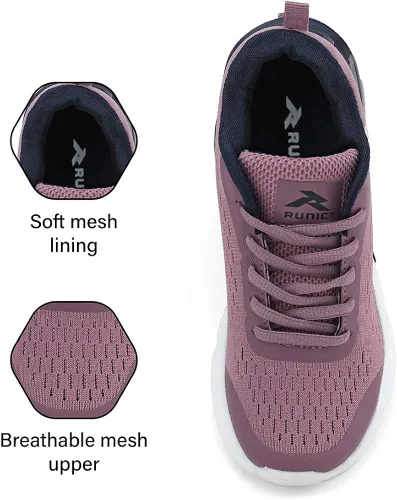 Vista 5 de RUNIC Tenis deportivos de malla transpirable para niños y niñas