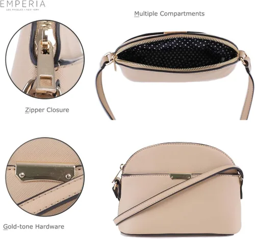 Vista 4 de Emperia AvaEva - Bolso cruzado de piel sintética para mujer, bolsas para hombros, bolso Saffiano miniatura estilo domo