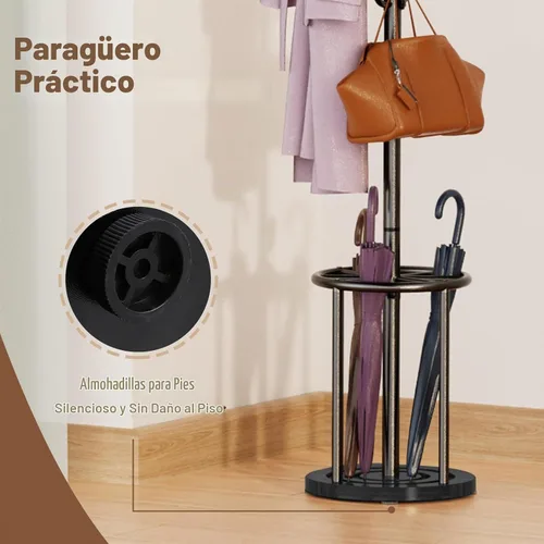 Vista 5 de Perchero independiente negro con soporte para paraguas