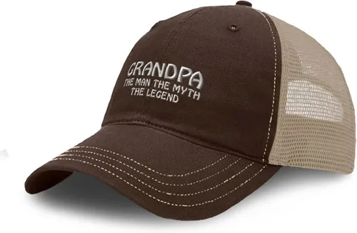 Vista 10 de Hombre del abuelo de encargo de la gorra de béisbol del algodón, mito, malla suave del algodón del bordado