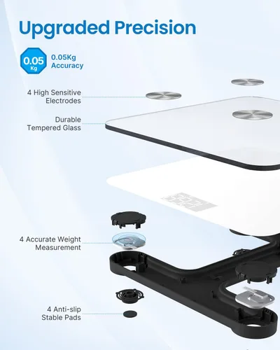 Vista 5 de RENPHO Báscula inteligente, báscula digital de baño para peso, báscula con IMC, grasa corporal, masa muscular, análisis de composición corporal