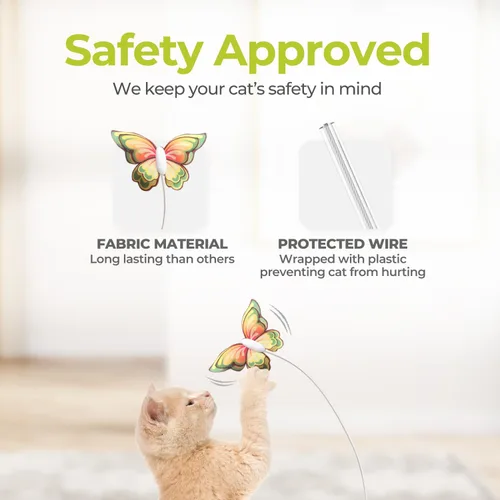 Vista 4 de ALL FOR PAWS Repuestos de mariposa para juguetes automáticos de gatos, mariposa aleteante realista, material de tela mejorado para un juego