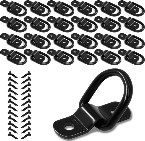 Vista 11 de 12 anclajes de amarre de anillo en D de 1/4 de pulgada, anillos de anclaje de remolque resistentes de 2400 libras para remolque, camión, cama
