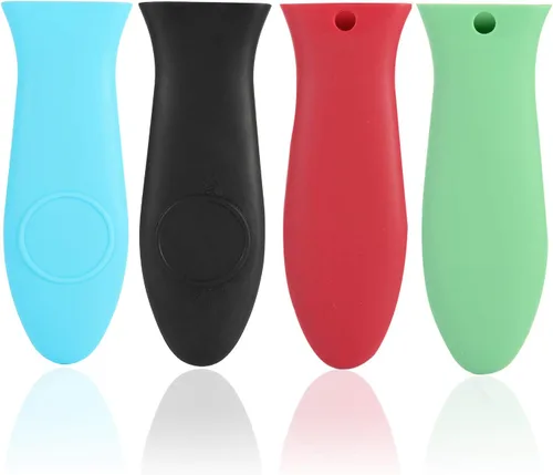 Vista 7 de 4 soportes de silicona para mango caliente, agarradera para sartenes de hierro fundido, funda de goma antideslizante para mango de olla resistente