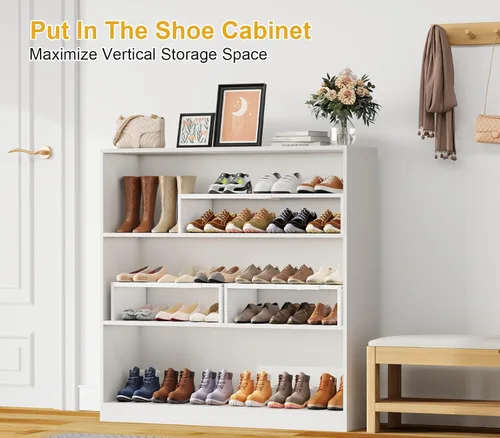 Vista 3 de Cidaziya Zapatero Expandible de 1 Nivel para Zapatero de Armario, Organizador de Zapatero de 1 Nivel Apilable Blanco para Clóset, Estructura Robusta