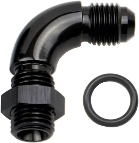 Vista 22 de 45 grados 4AN macho Flare a 4AN ORB puerto adaptador de flujo completo aluminio negro