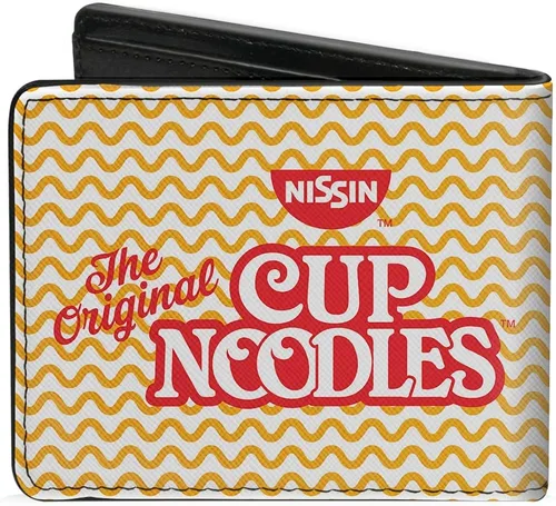 Vista 2 de Billetera Bifold PU The Original Cup Noodles Logo Noodle Wave Blanco Naranja Rojo