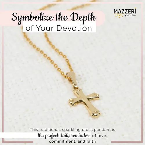 Vista 7 de MAZZERI Colgante de cruz de oro de 14 quilates, dijes religiosos de oro hipoalergénico para hombres y mujeres, hecho a mano en los Estados Unidos