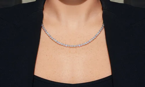 Vista 4 de NYC Sterling Collar de tenis con circonita cúbica redonda de 0157in para mujer Circonia cúbica