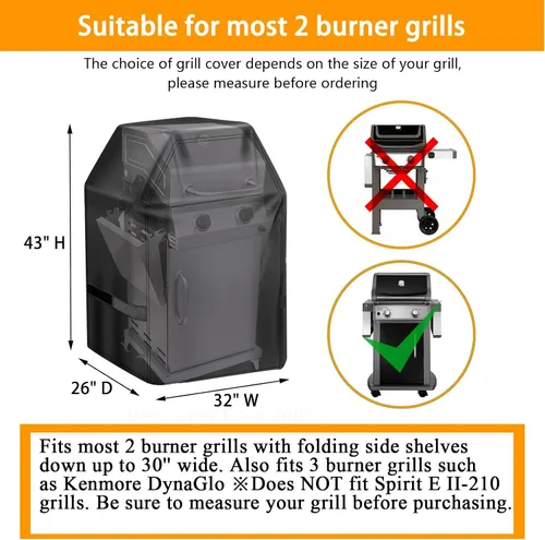 Vista 2 de Aoretic Funda para parrilla de 32 pulgadas, cubierta de parrilla de gas para parrilla al aire libre, cubierta de parrilla impermeable, anti-UV