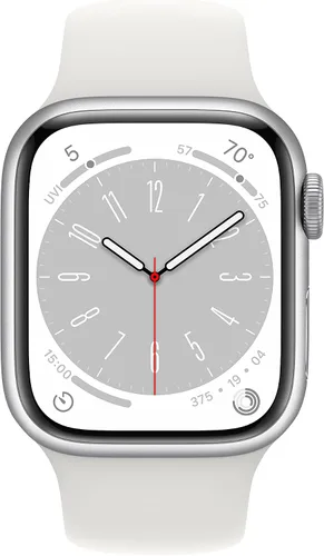 Vista 2 de [Usado] Apple Watch Series 8 [GPS + Cellular 41mm] Reloj inteligente con caja de aluminio plateado y correa deportiva blanca - S/M. Rastreador