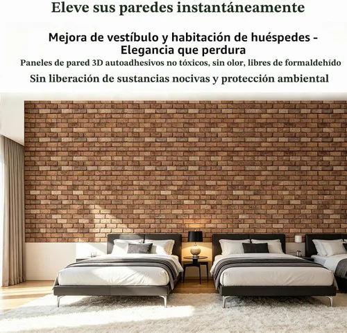 Vista 5 de Paneles de pared 3D para despegar y pegar, paquete de 10 paneles de PVC texturizados de ladrillo, azulejos de pared autoadhesivos impermeables