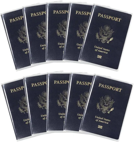 Vista 11 de Funda impermeable transparente para pasaporte, protector de pasaporte de plástico, artículos esenciales de viaje, unisex para adultos, con funda