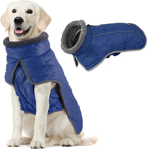 Vista 17 de Fragralley Abrigo para perro pequeño, chaqueta impermeable para perro con forro polar cálido, abrigo de invierno reflectante ajustable para perros