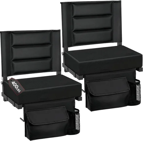 Vista 11 de Stadium Seats with Back Support,Bleacher Chairs with Cushion, Portable Folding Stadium Chair with Removable Cushion and Large Pocket for School