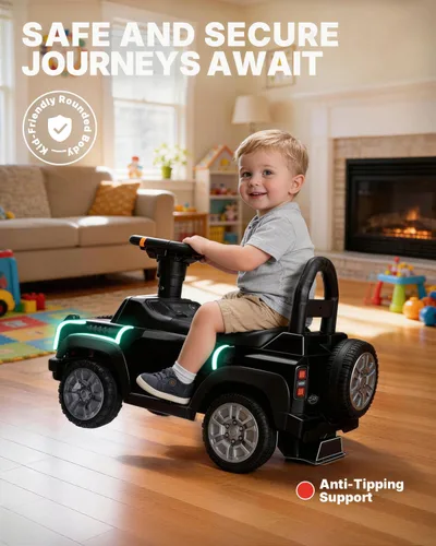 Vista 4 de First Ride On Auto de empuje para niños pequeños, con licencia Ford Bronco Raptor Push Around Buggy para niños pequeños de 1 a 3 años con cuerno