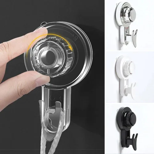 Vista 5 de VALINK Ganchos giratorios con ventosa, gancho de ventosa de pared, sin perforaciones, de plástico, impermeable, para baño, cocina, ganchos Negro