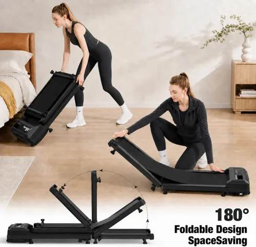 Vista 2 de Caminadora plegable compacta para oficina en casa y espacios pequeños Negro
