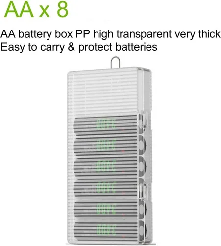 Vista 5 de Jutagoss Caja organizadora de almacenamiento de batería AA 8 capacidad de almacenamiento de batería organizador para batería AA SBC-022 transparente