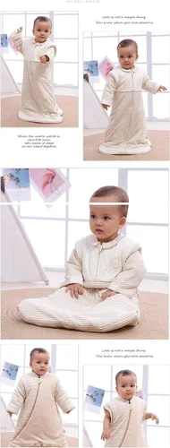 Vista 3 de Saco de dormir orgánico para bebé, manta de manga desmontable, grosor moderado, (32-68℉)