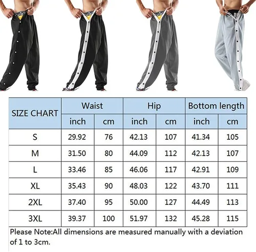 Vista 4 de Pantalones deportivos de baloncesto para hombre, pantalones de baloncesto con abertura alta, botones a presión, pantalones sueltos para correr
