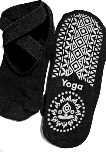 Vista 3 de My Pill Purse Calcetín de yoga antideslizante azul para pilates - Uso en barra fitness Calcetín antideslizante para mujer Parte inferior