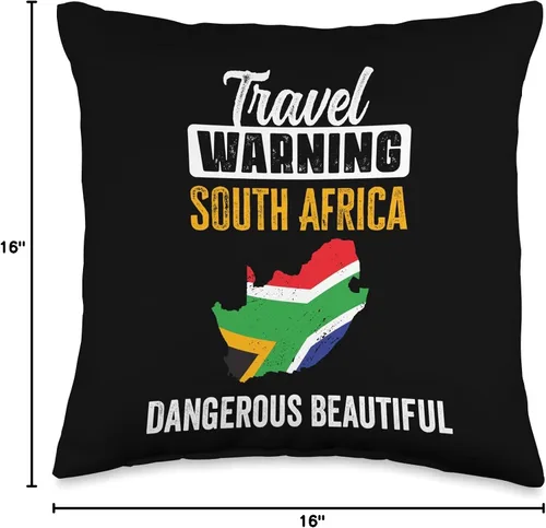 Vista 4 de Funny South Africa Saying Love South Africa Pride Travel Warning South Africa Dangerous Beautiful Africans - Almohada de 16 x 16 pulgadas, multicolor