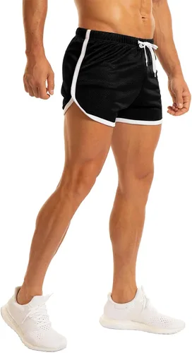 Vista 2 de Ouber Pantalones cortos ajustados para hombre, culturismo, entrenamiento, gimnasio, correr, pantalones cortos de levantamiento ajustados