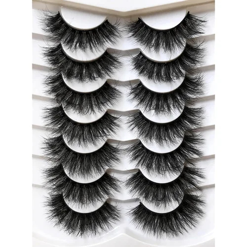 Vista 106 de Pooplunch - Pestañas postizas estilo ojo de gato, extensión de volumen 8D natural, finas, cortas, de visón sintético, tiras de pestañas postizas
