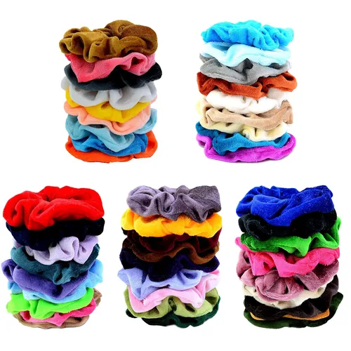 Vista 2 de Chloven 45 piezas de lazos para el pelo de terciopelo, bandas elásticas para el cabello, lazos para el cabello, cuerdas para el cabello para mujeres
