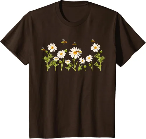 Vista 36 de Marguerites Daisy - Camiseta de verano con margaritas de jardín de flores, Negro, S