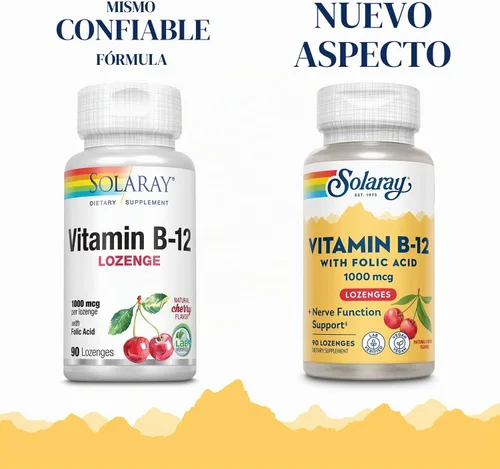 Vista 3 de Solaray Pastillas de vitamina B-12 de 1000 mcg, sabor a cereza natural, 90
