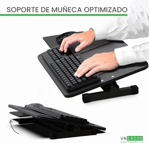 Vista 4 de KT3 Soporte para teclado de computadora para escritorio, elevador de teclado para escritorio, soporte de teclado ajustable en altura para elevar