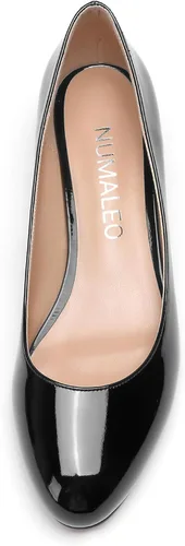 Vista 3 de NUMALEO Zapatos de tacón bajo grueso con punta redonda para mujer, de 2 pulgadas